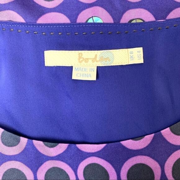 Boden 100% Silk Ombré Circle Print Shift Dress Size 4 Cobalt Blue Purple Sequin - Picture 4 of 14